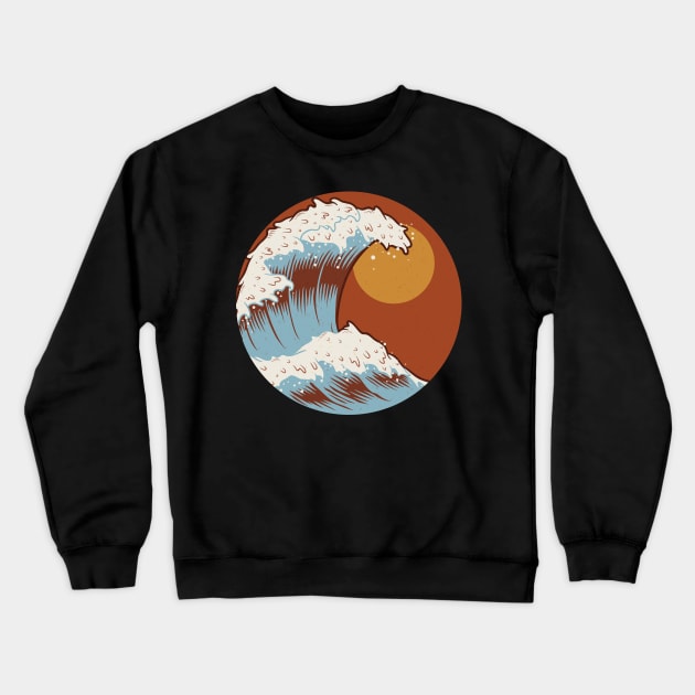 The Great Wave Off Kanagawa Terracotta Color Crewneck Sweatshirt by edmproject